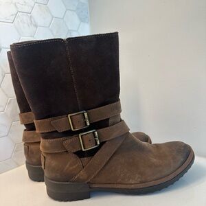 UGG Lorna Waterproof Mid-Calf Coconut Shell-Double Belt Wrap Boot Women's 6.5